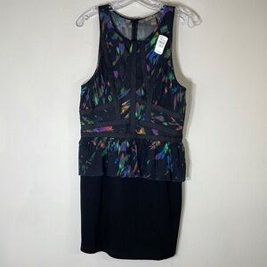 NWT. Charlie Jade Large Silk Peplum Dress.